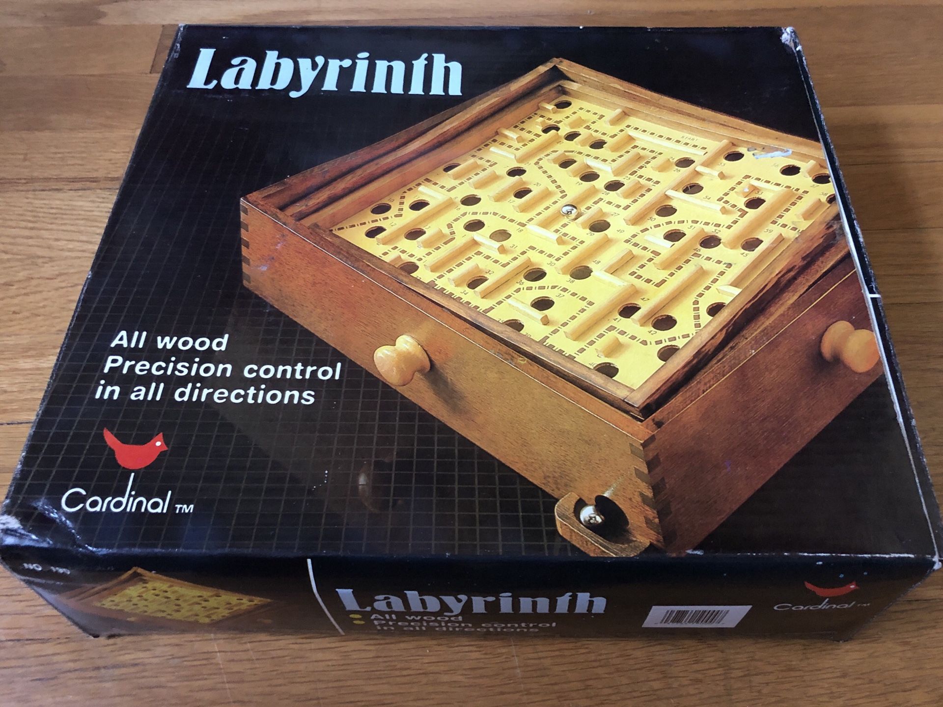 VINTAGE 1987 LABYRINTH Wooden Puzzle Tilt Maze Game w/2 Steel Balls