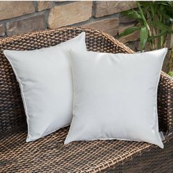 Pack of 2 Decorative Outdoor Waterproof Pillow Covers Square Garden Cushion Sham Throw Pillowcase Shell for Patio Tent Couch 18x18 Inch White