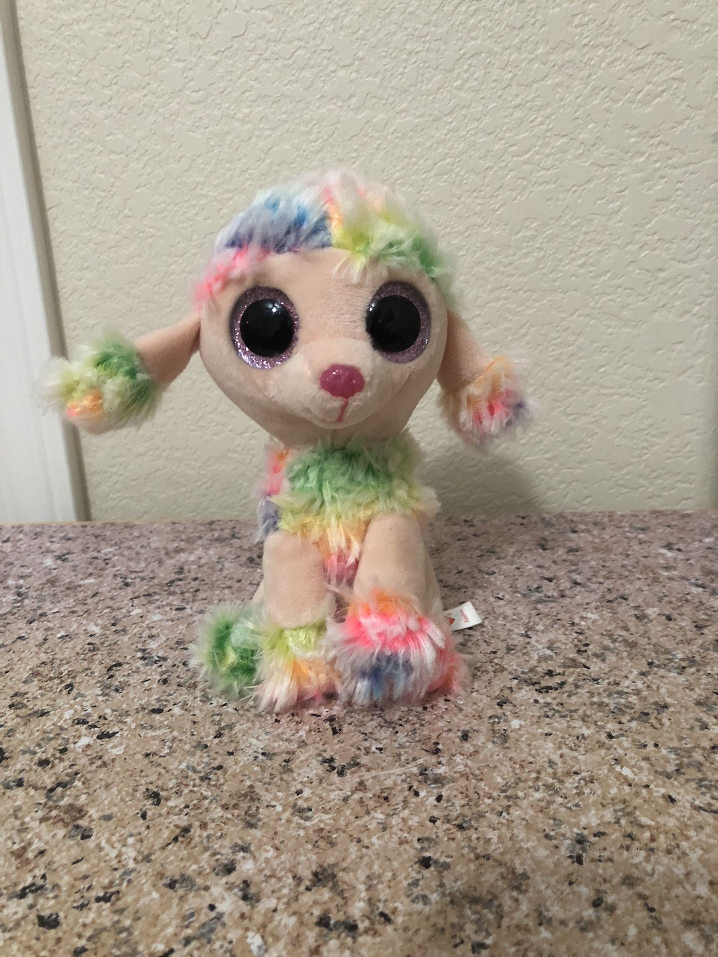 Ty Beanie Boos Rainbow the Poodle Stuffed Plush Toy 