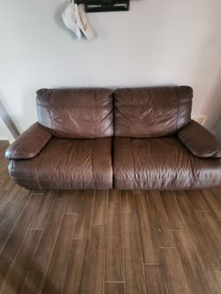 Brown leather couch