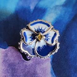 Pandora Blue Pansy Flower Charm
