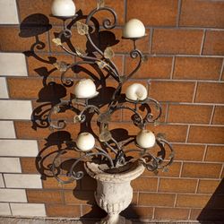 4ft Tall Heavy Metal And Cement Candelabra 