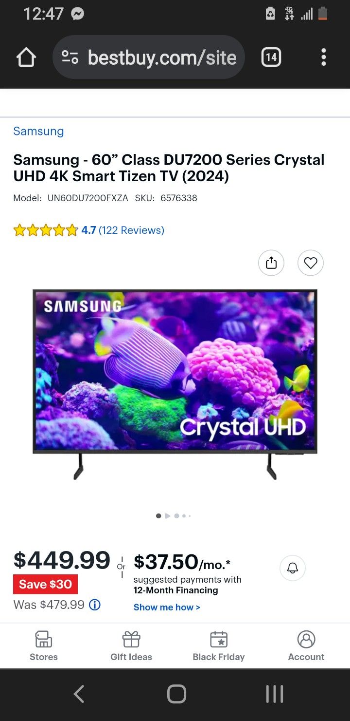 Samsung 60" 4k smart TV Like New