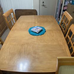 Thomasville dining table 6 chairs maple
