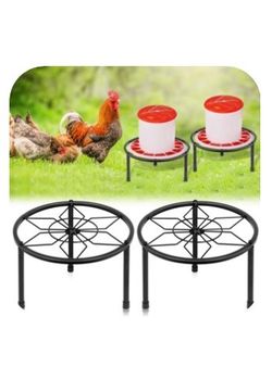 2-Pack Metal Stand for Chicken Feeder Waterer, Heavy Duty Round Iron Supports Rack for Buckets Barrels Equipped Installed with Feeder Waterer Port, fo