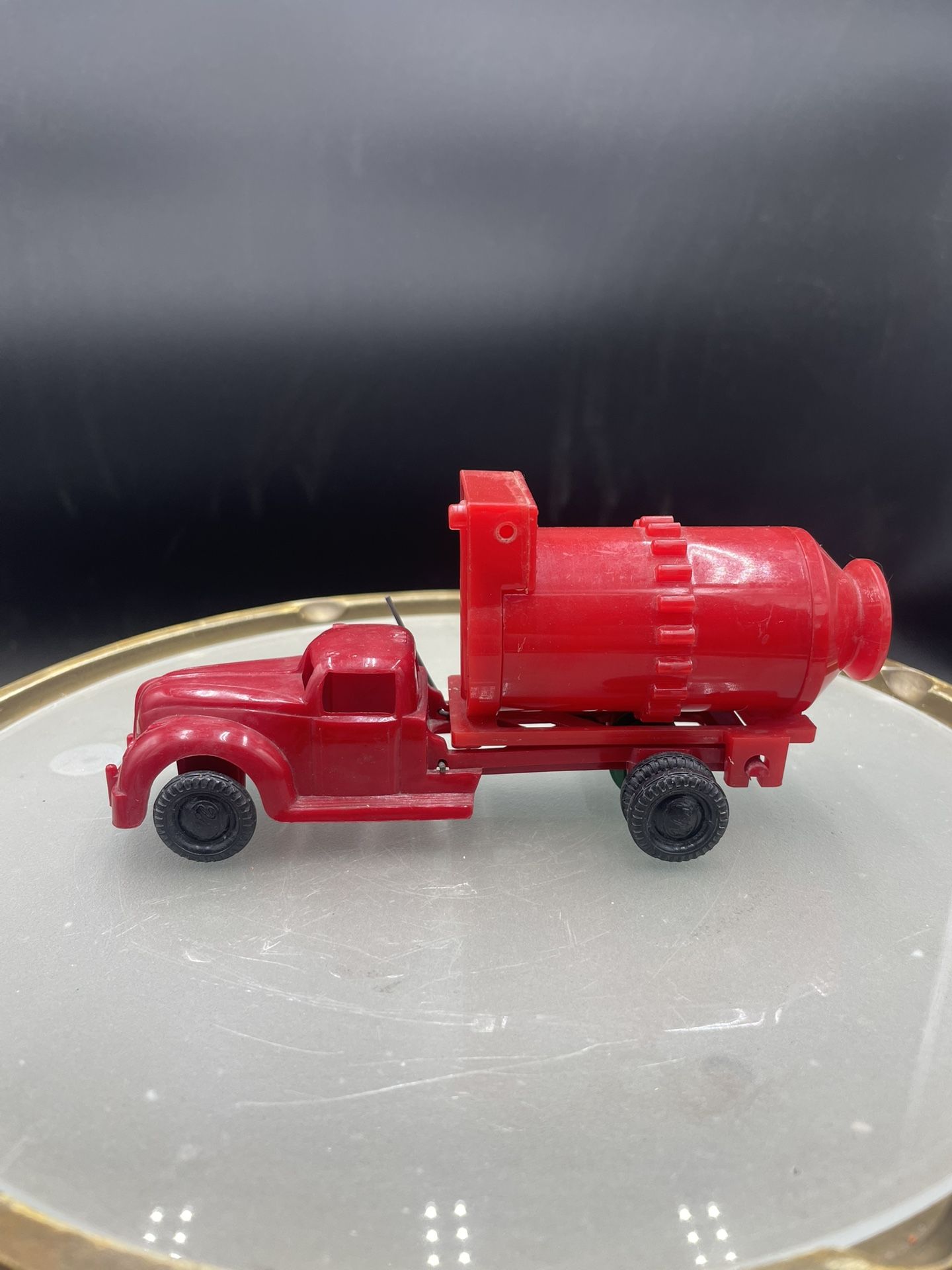 Vintage 1950s Ideal Plastic Toy Red Cement Truck Mixer 6”