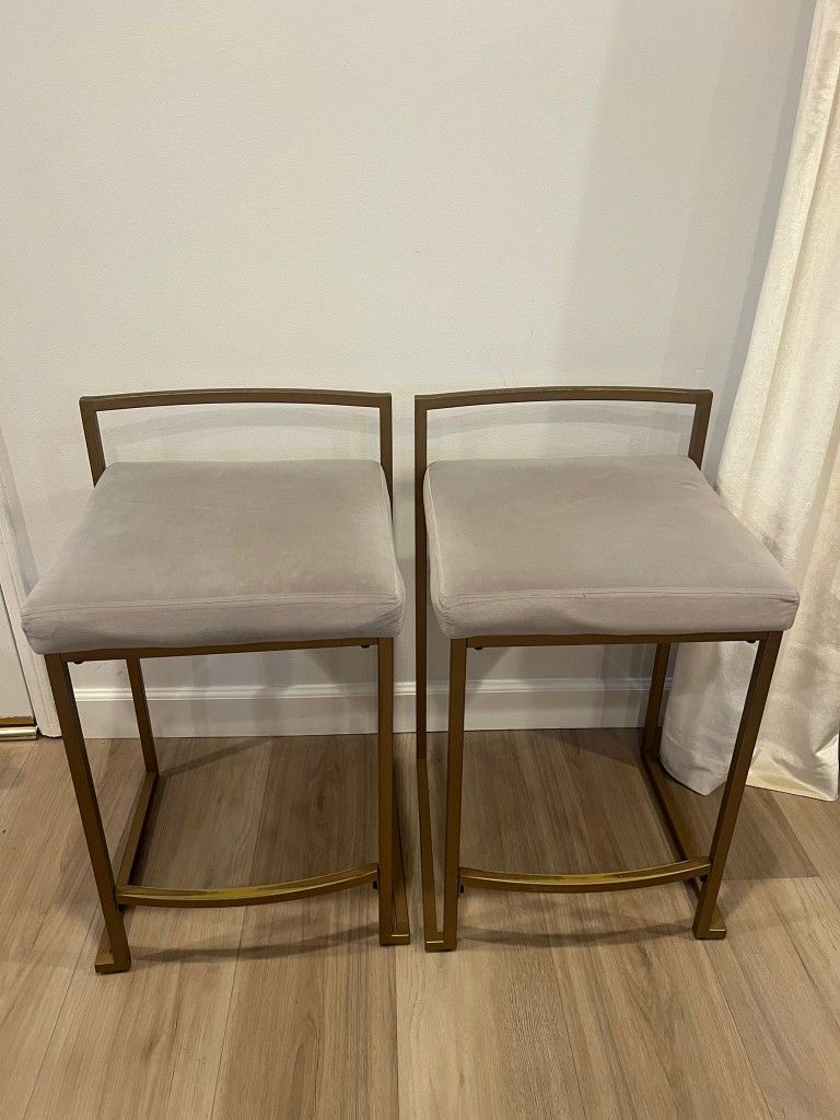 Crosley Harlowe 2Pc Counter Stool Set Gray/ Gold - 2 Stools