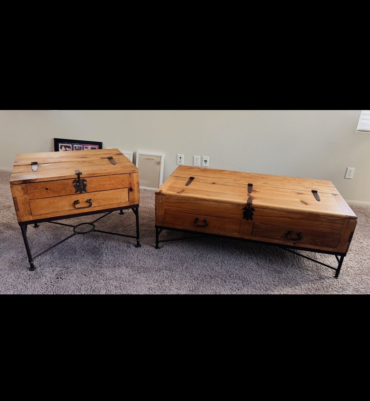 Wood Chest Table ( 2 tables ) Antique 