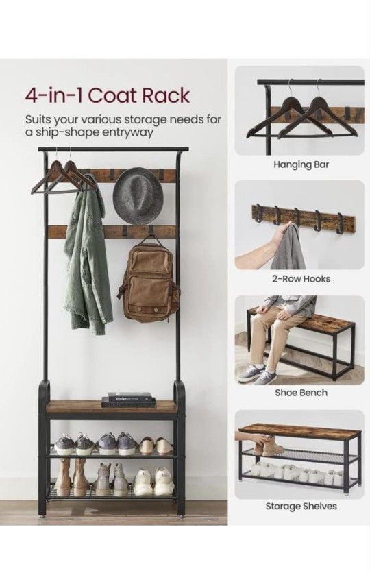Coat Rack Bench Combo