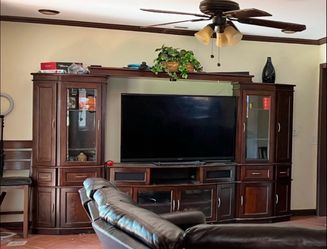 Whalen Furniture Wooden Entertainment Center Wall 4 piece Unit