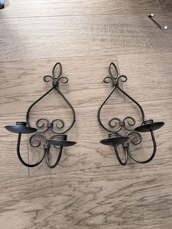 Pair of Wrought Iron Scroll Wall Sconces