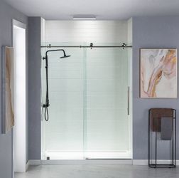 MBSDC6076-B/BG/MBL，Frameless Shower Doors 56-60" Width × 76"Height with 3/8"(10mm) Clear Tempered Glass in Brushed Nickel/Brushed Gold/Matt Black  Fin