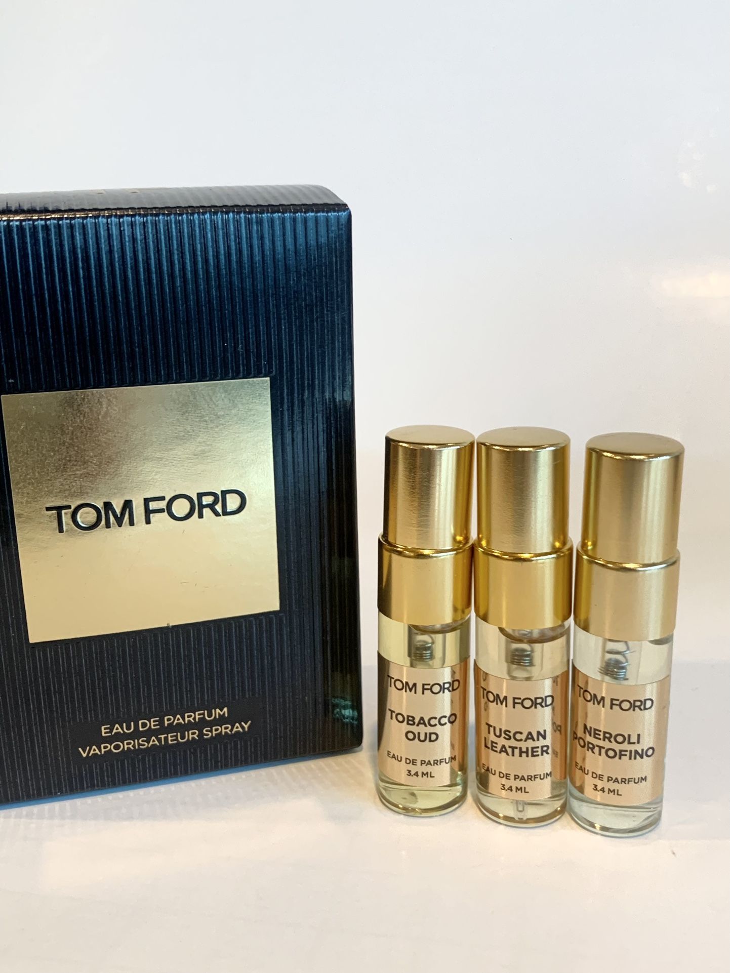 Tom Ford 3 Perfumes Tobacco Oud, Tuscan Leather, Neroli Portofino 3.4ml Spray