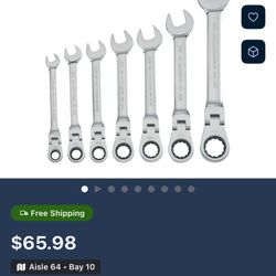 New 7 Pc Craftsman Ratcheting Flex Head Wrenches