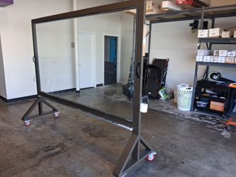 Large Rolling Floor Mirror with wood Frame
