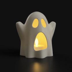 3D Printed Halloween Ghost Tealight | Spooky LED Candle Holder