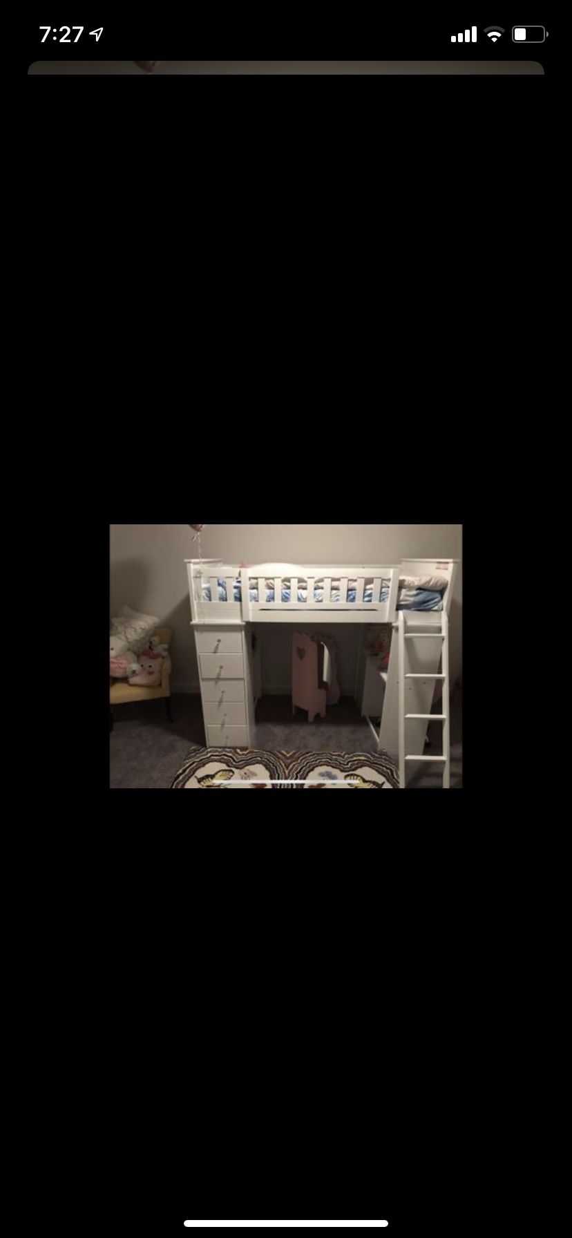 Kids Bed Loft with drawers & desk with tempurpedic mattress included (Like New)