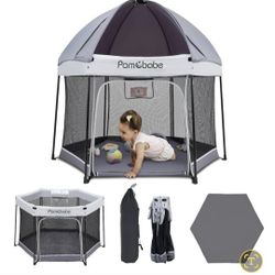 NEW! Pamo Baby Indoor/ Outdoor Playpen W Canopy 
