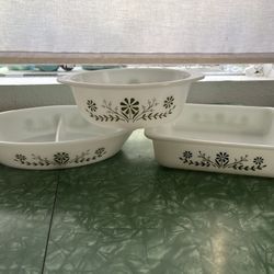 Glasbake Green Daisy Vintage Cookware