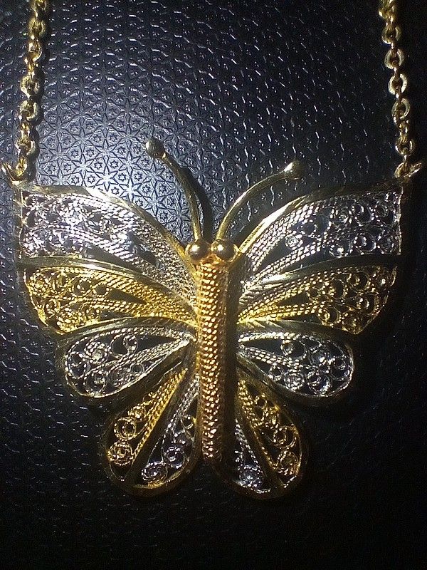 14k Solid Gold Butterfly Necklace