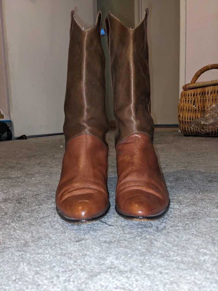 Women's Bertie Brown Leather Cowboy Boots - Size 6 1/2 US