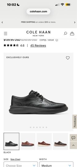 Cole Haan Grand+ Wingtip Men's Leather Oxford Shoes