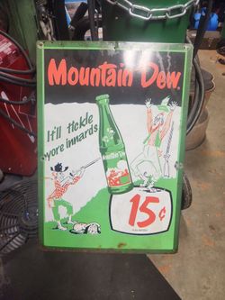 vintage Mountain dew soda sign