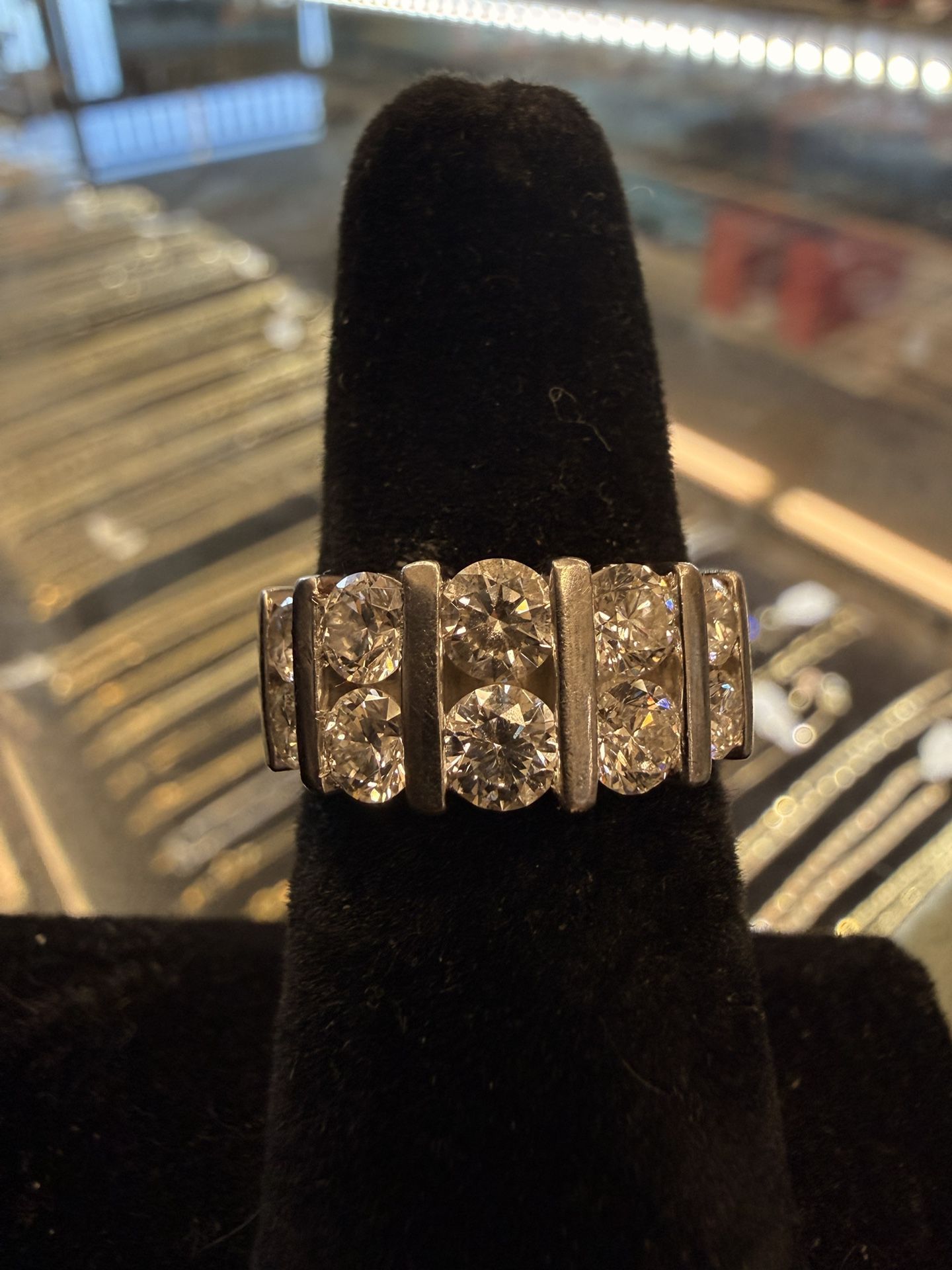 Solid Platinum Ring W/ Natural Channeled Diamonds 41239-1