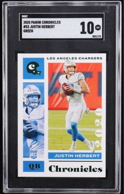 Justin Herbert 2020 Panini Chronicles Card   Card has been graded (SGC) 10.