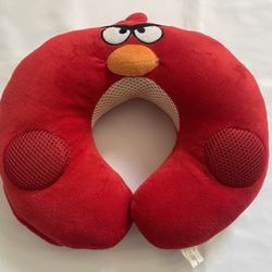 Angry Bird Plush Neck Travel Carry On Flight U Pillow Stuffed Animal Toy Red