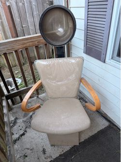 Bench and old fashioned salon hair dryer