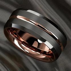 Men's Size 10 Black/Gold Titanium Stainless Steel Ring