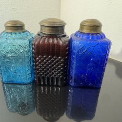 Antique Blue Moscow Imperial Russian Tea Kyakhtinsky Jar Bottles tea caddy