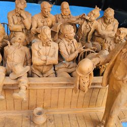 Scott Rogers the sculptor of the piece "The Evidence Suggests Foul Play”.