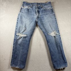 Vintage levis 501 Men’s Size 32x27 Light Wash 90s USA Distressed #2061