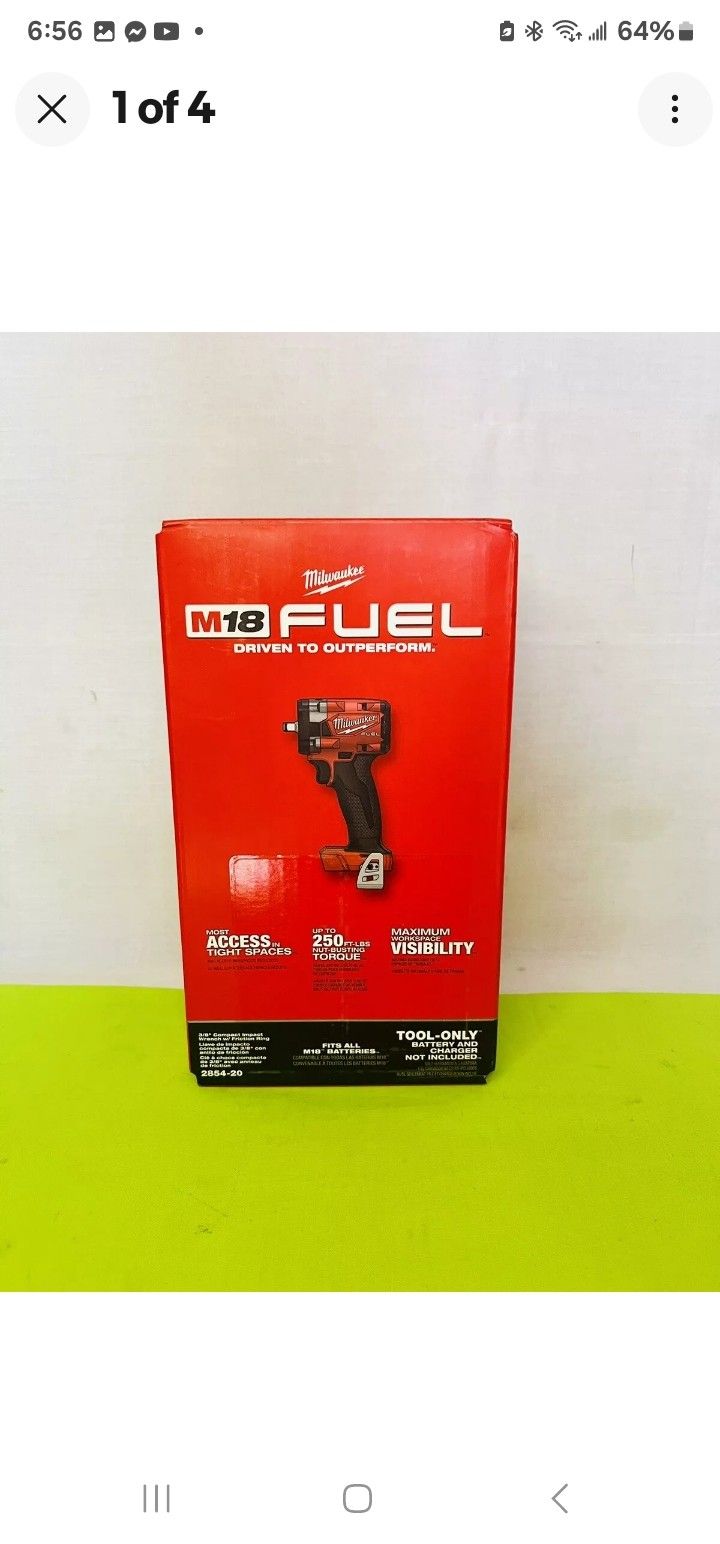 Milwaukee M18 FUEL 18V 3/8” Compact Impact Wrench - 2854-20 (Tool Only ), New With Warranty