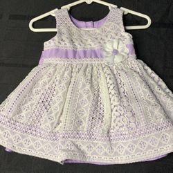 Jona Michelle infant Girl 6 Month white eyelet Lace and lavender Dress 