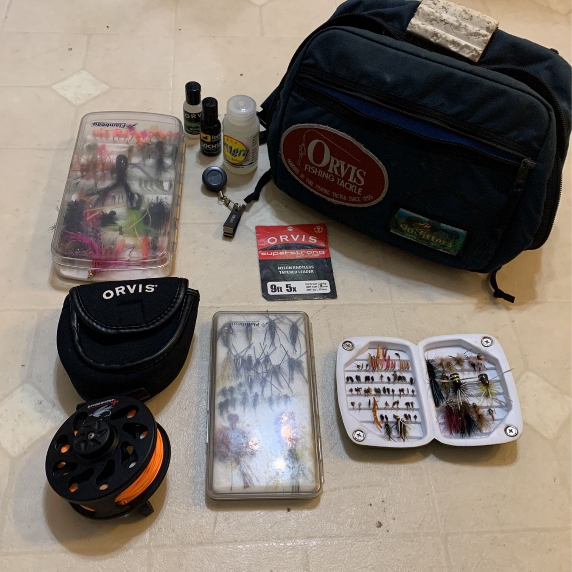 Fly Fishing Lot! Vintage Orvis Bag