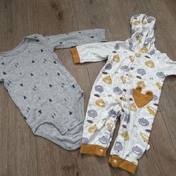 Set of two baby onesies with cute patterns. 24 Months 