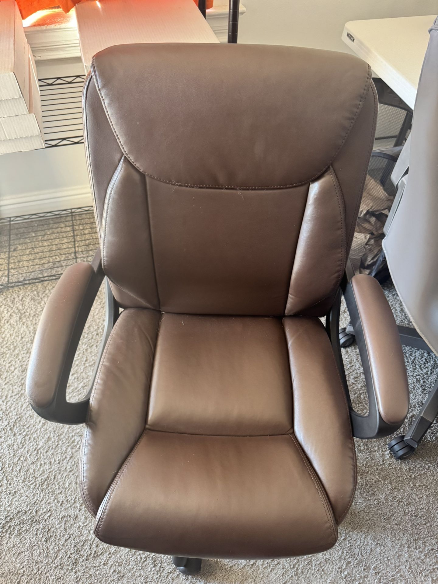 Brown Faux Leather Office Chair