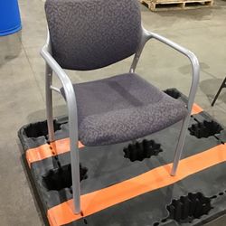 Office Lobby Arm Chair, Gray Steel Frame, Fabric Back & Seat (1 Available)