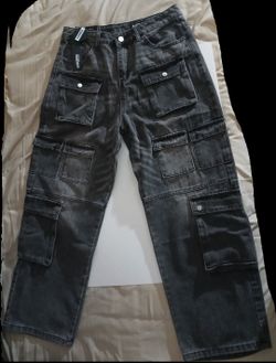Mens Size 32 Logeqi black cargo jeans