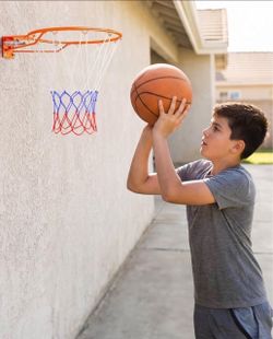 Yohood 18-inch Basketball Rim, Heavy Duty Solid Steel Wall Mount Hoop Replacement Rim, Double Spring Basketball Rim with All-Weather Net, Plus Design 