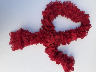 The Red Lace Knitted Ruffle Scarf 