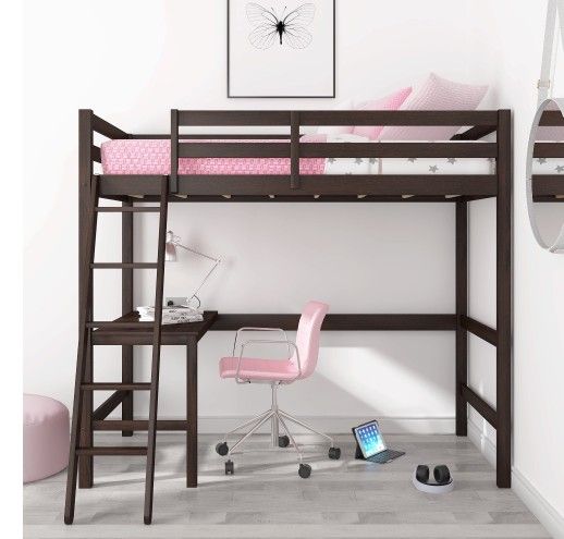 Twin Size Loft Bed With Desk New No Mattress