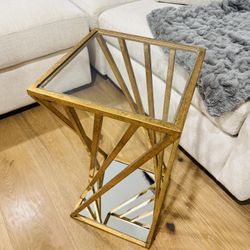 Gold Mirror Side Table 