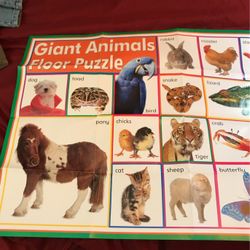 28 Piece Giant Animals Floor Puzzle W/Template and Carrying Case