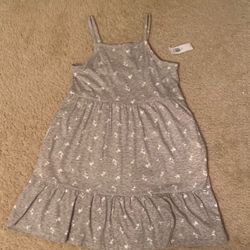 Old Navy Grey And White Floral Pattern Dress