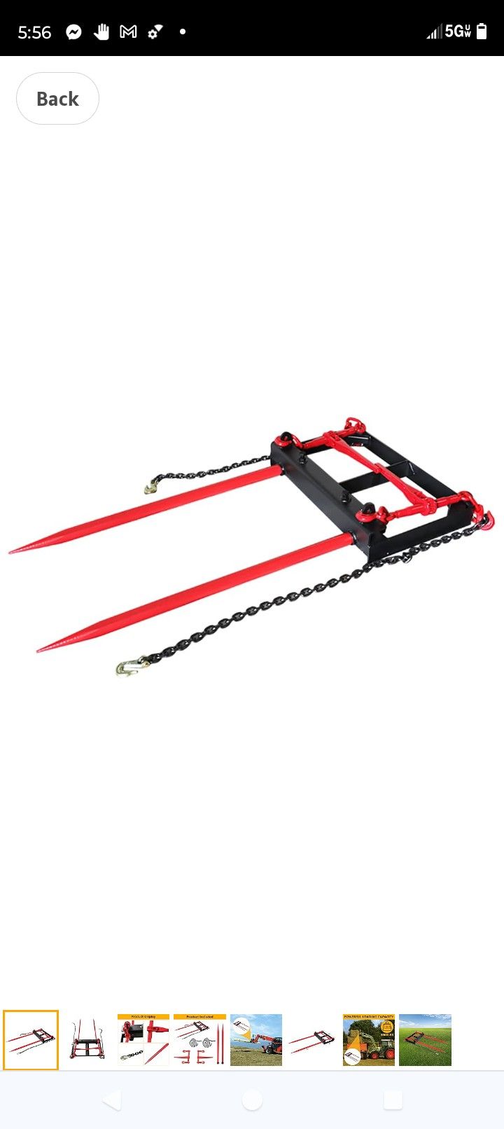 3000 LBS Loader Bucket Mount Hay Bale Spear Spike Stabilizer Handling Spears