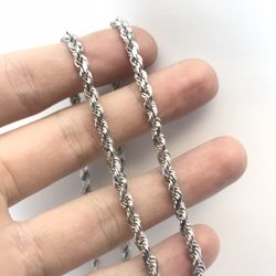 White Gold Chain Rope 14K Solid New 